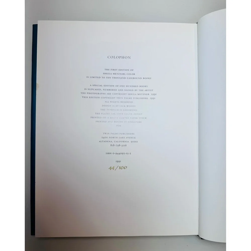 Sheila Metzner Color Hardcover Photography Art Book Fresson Prints 1991